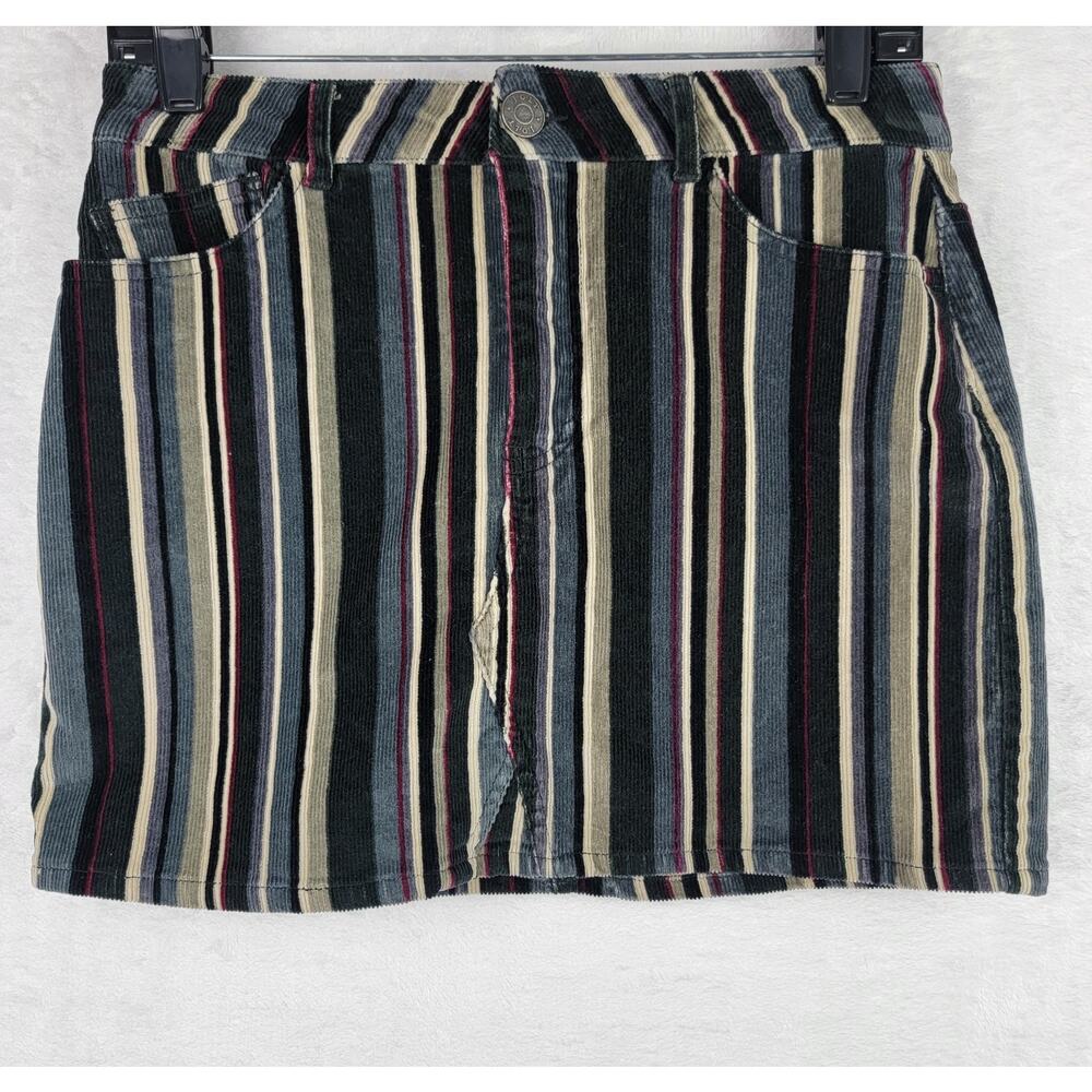 Y2K Fashion Mini Corduroy Skirt Colorful Stripe Juniors 7 28 Preppy Goth Retro